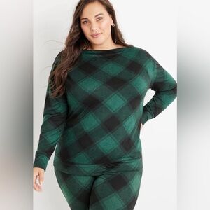 Maurice’s Size Small Lakeside Buffalo Plaid Boatneck lounge top